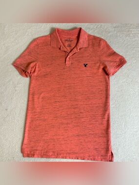 American Eagle Outfitters Men's Polo Shirt Small Orange Core Flex Classic Fit